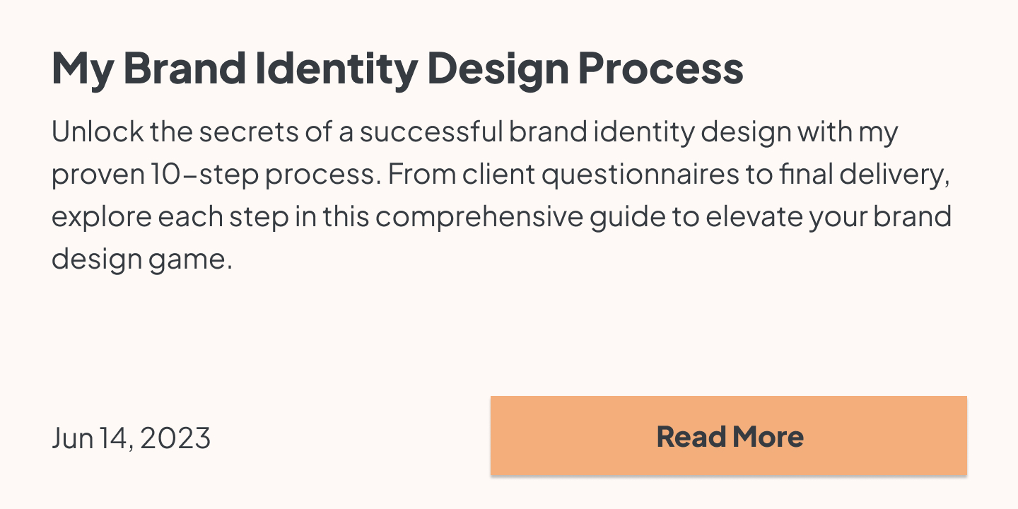 Unlock the secrets of a successful brand identity design with my proven 10-step process. From client questionnaires to final delivery, explore each step in this comprehensive guide to elevate your brand design game.